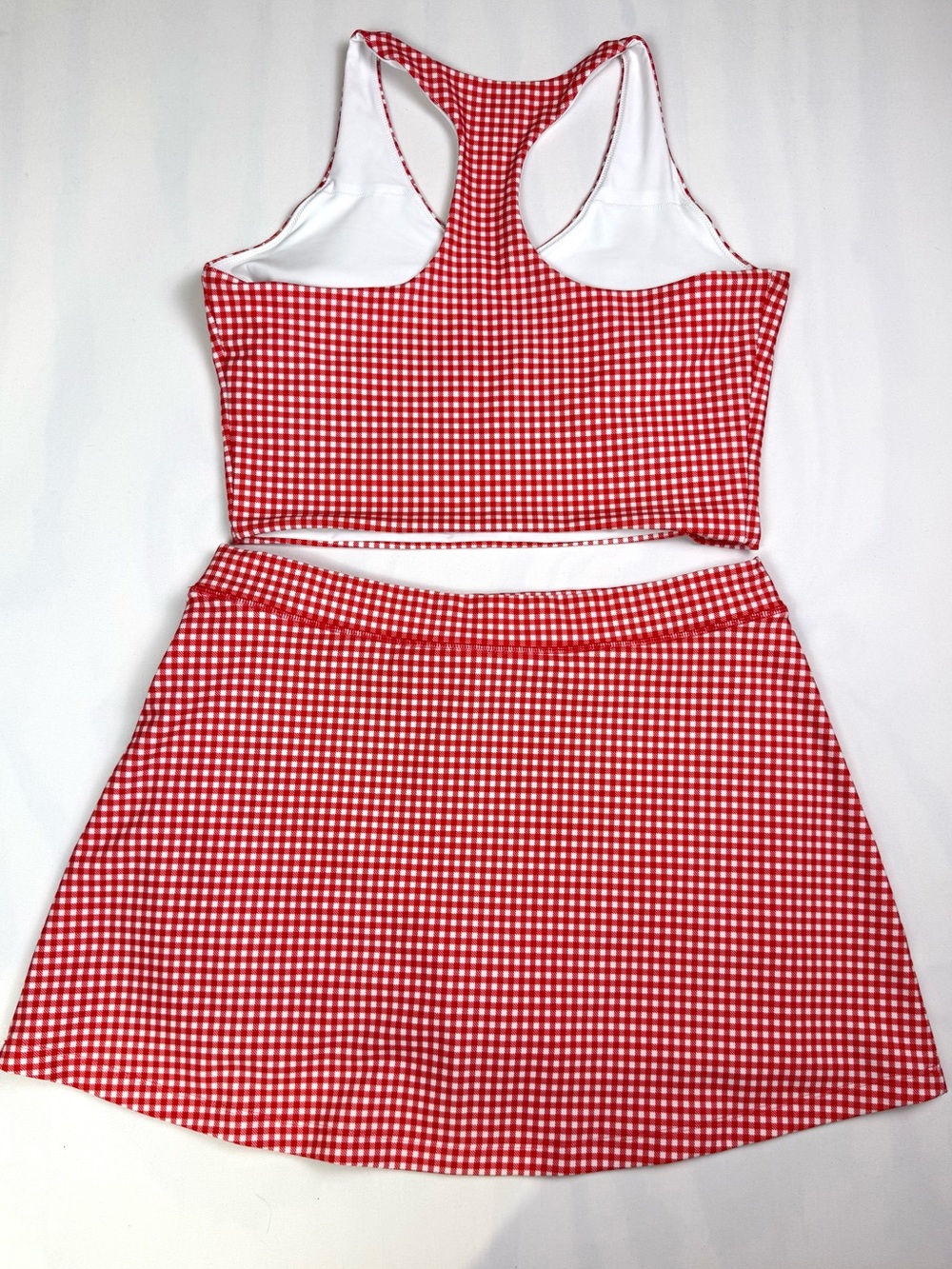 Abercrombie YPB sculptLUX Red Gingham Cropped Tank & Tennis Skort Set Large - Picture 2 of 13